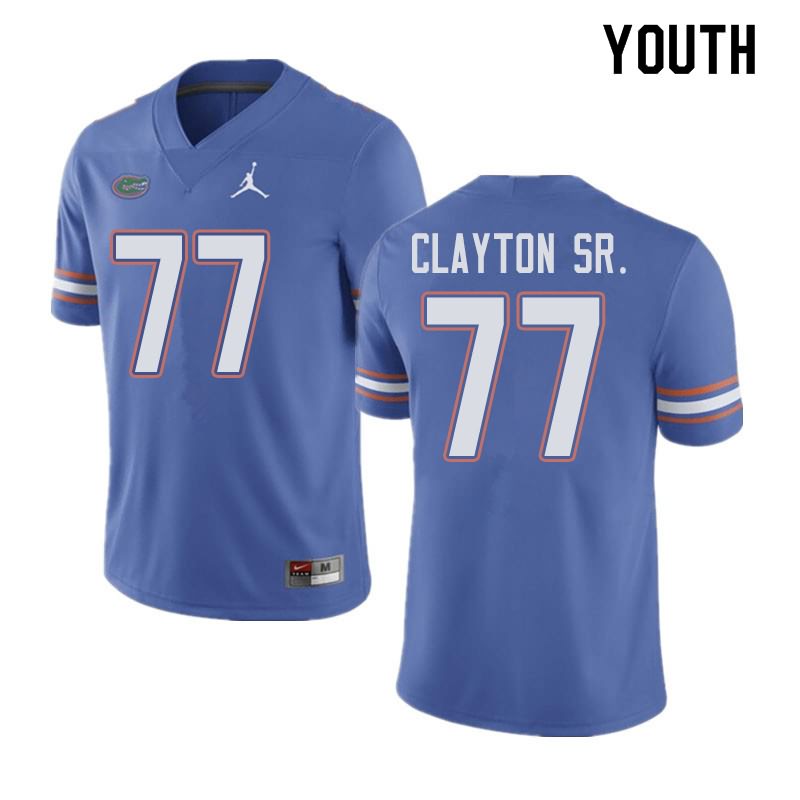 NCAA Florida Gators Antonneous Clayton Sr. Youth #77 Jordan Brand Blue Stitched Authentic College Football Jersey HHV8364IO